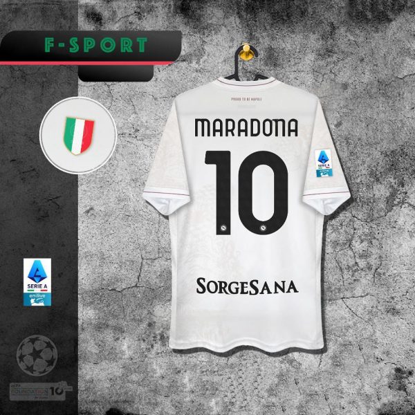 25,26 la camiseta visitante del Nápoles de blaune toma la camiseta de vidrio Maradona mactominelukaku